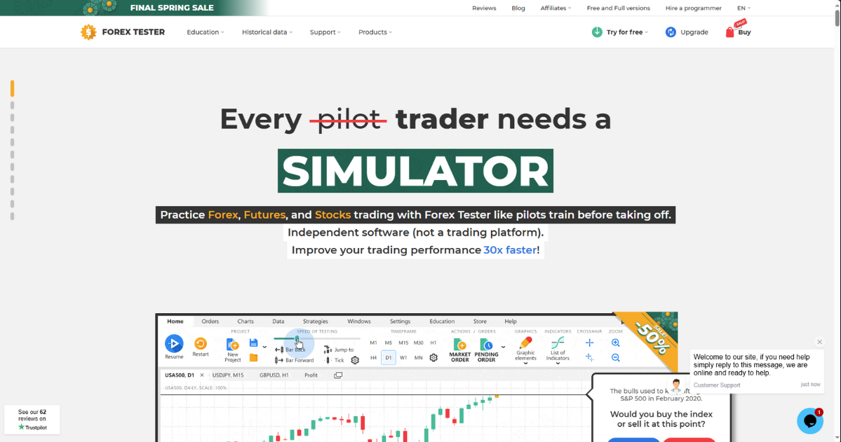 Giao diện website Forex Tester