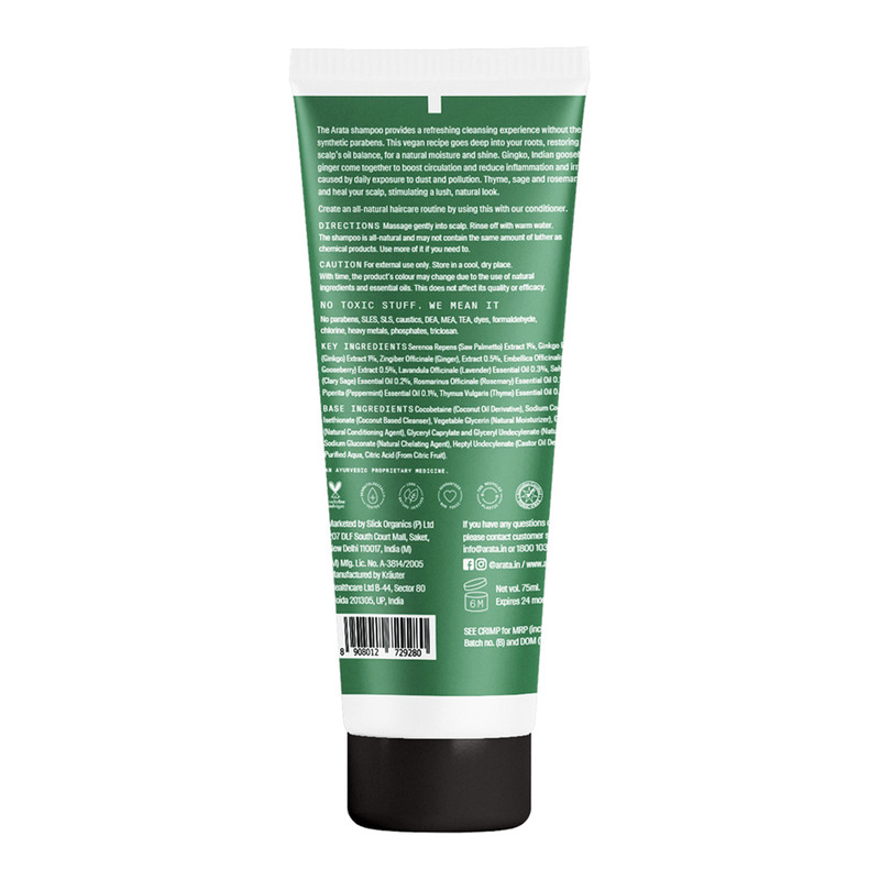 Arata Natural Hydrating Hair Shampoo With Ginkgo, Ginger & Indian Gooseberry
