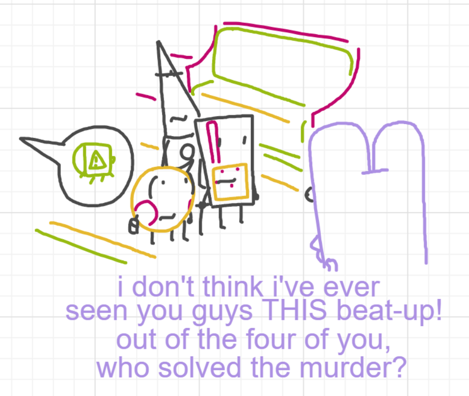 A panel from A Murder On The, episode six of the Board Boards object show by Furretwalk/WalkingFurret.