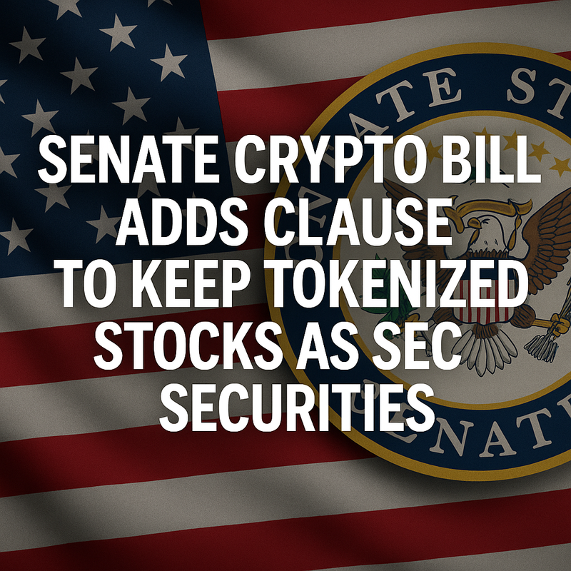 Senate crypto bill adds clause to keep tokenized stocks as securities
