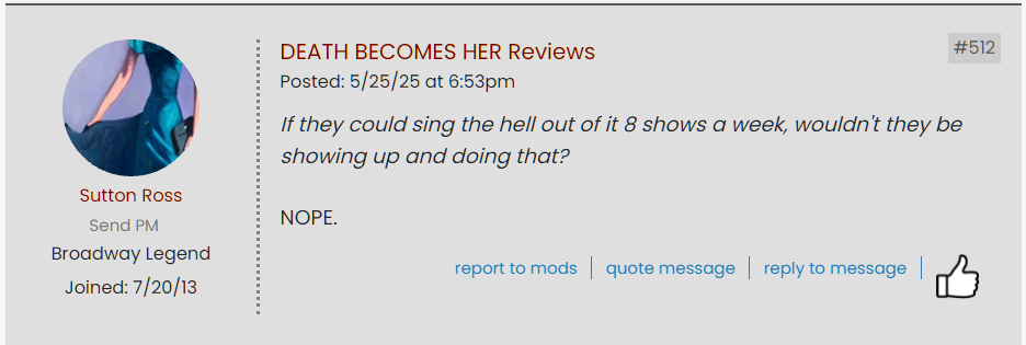 DEATH BECOMES HER Reviews