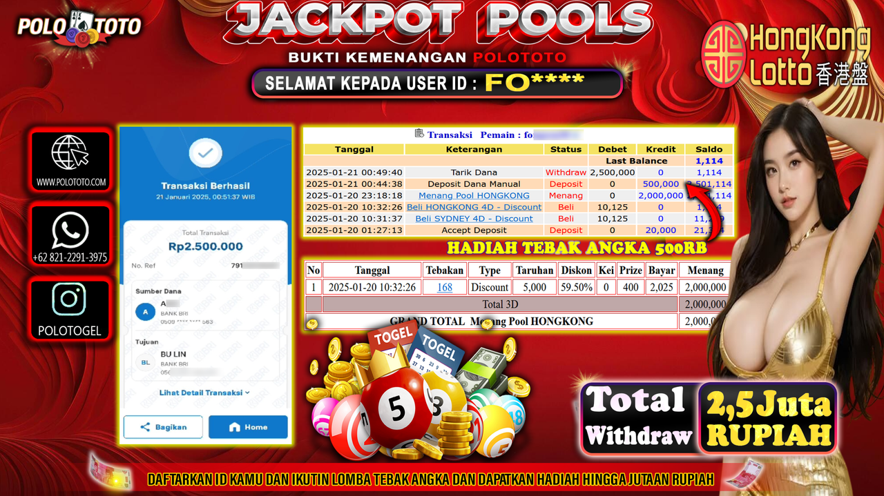 POLOTOTO JACKPOT TOGEL PASARAN HONGKONG Rp.2,500.000,-