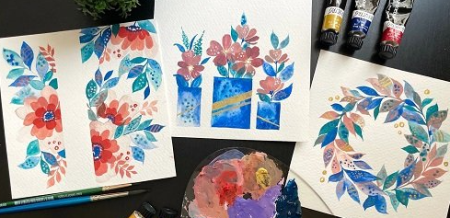 Modern Gouache Techniques – Learn 6 stunning Floral paintings!