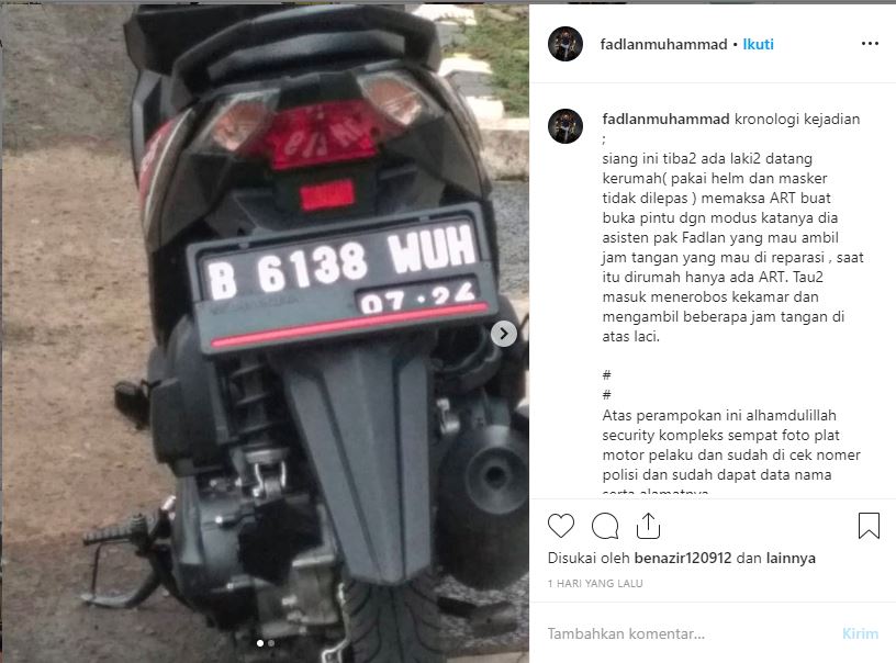Tangkapan Layar kronologi perampokan Fadlan Muhammad