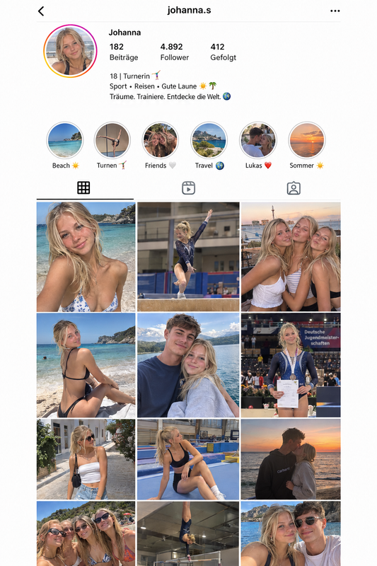 Johannas Instagram-Profil...