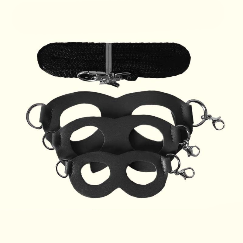 2-Pack Black Small Mammal Harness Set – 6 Pcs (S/M/L ×2) + 2×1.5m Leashes for Secure Outdoor Handling