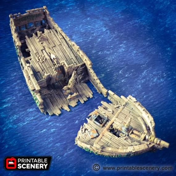 Dn-D-Terrain-The-Wreck-Ship-Dwarves-Elves-and-Demons-28mm-Mi