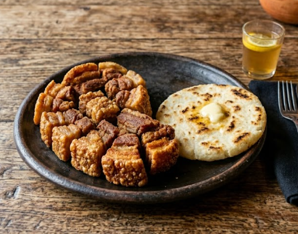 Chicharón Con Arepa (Ración)