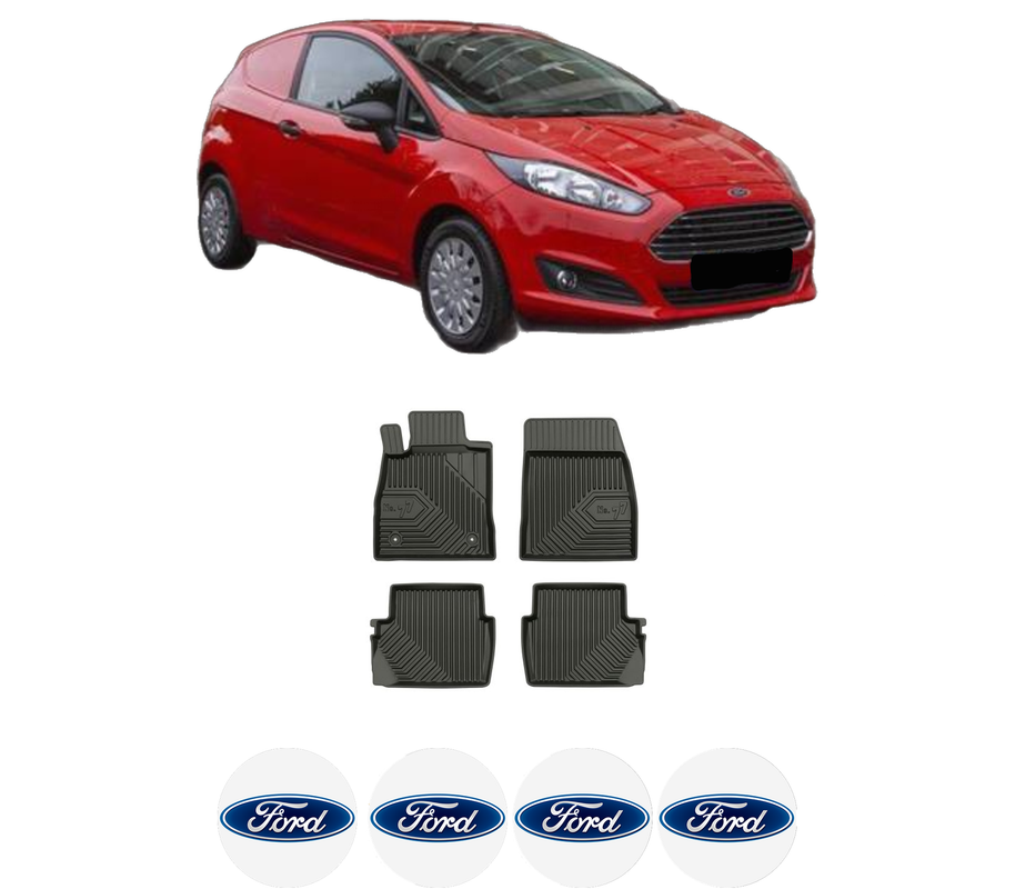 Set covorase presuri FORD FIESTA VII Van din 2018-2020, auto, din cauciuc thermoplastic, 4 Stickere auto cu FORD