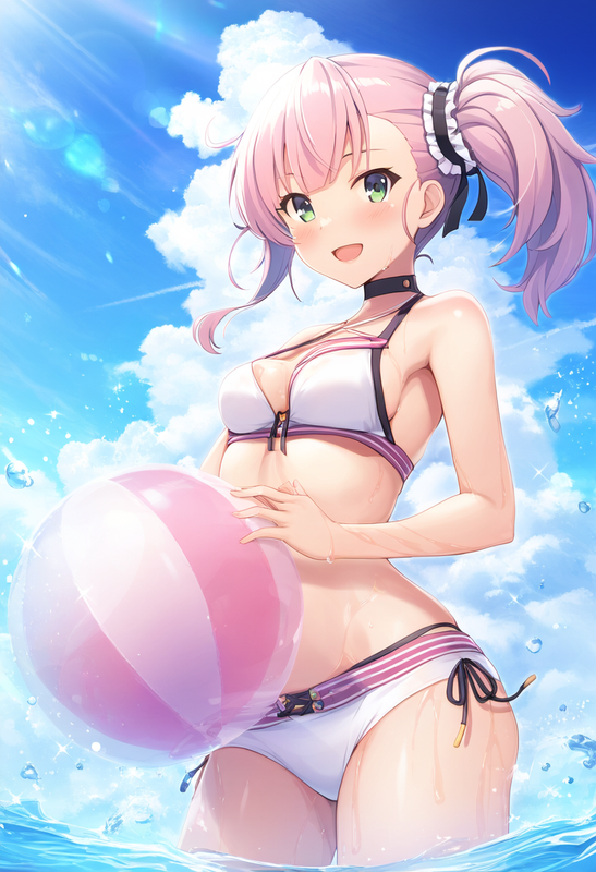 1girl, tsubakuro yume, Toji no Miko, pink hair, green eyes, side ponytail, {{shi s-4232046958