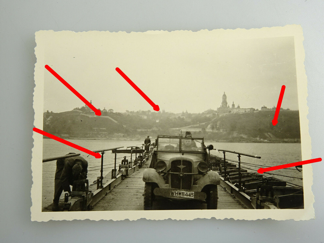 Foto, Ponton Brücke über den Dnjepr in Kiew Ukraine, Wehrmacht Russlandfeldzug