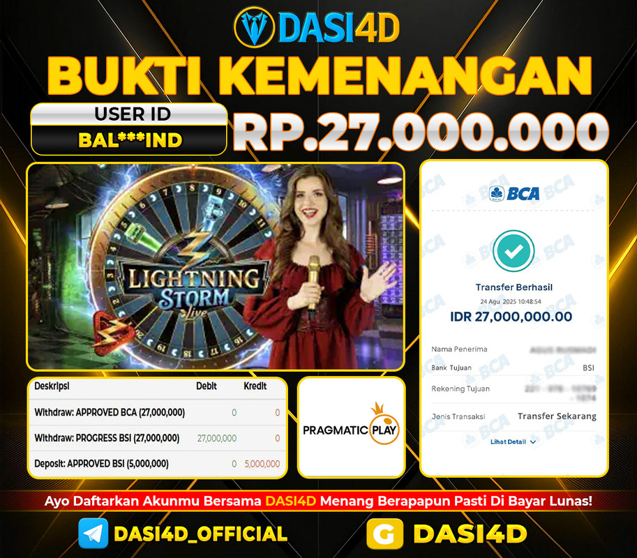 BUKTI KEMENANGAN 24 AGUSTUS 2025 DI  LIGHTENING STORM WD RP. 12.100.000