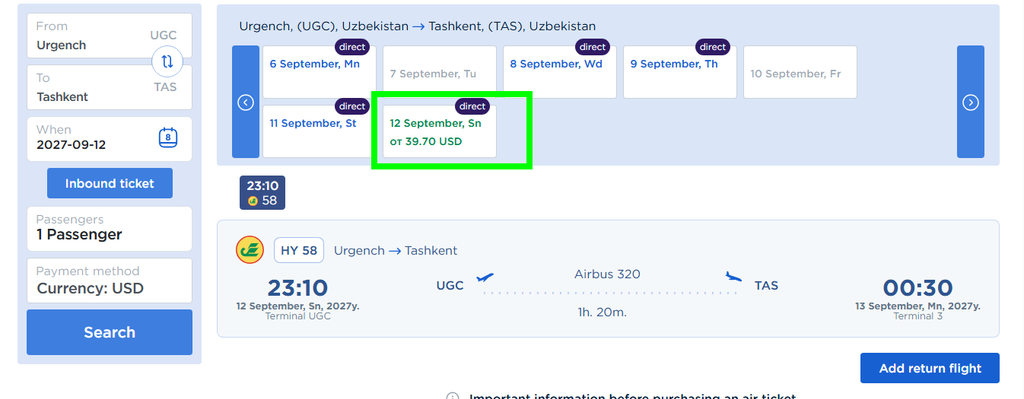 HY/Uzbekistan Airways - Septiembre 2027 - Vuelos a Uzbekistán e Internos - Foro Oriente Próximo y Asia Central
