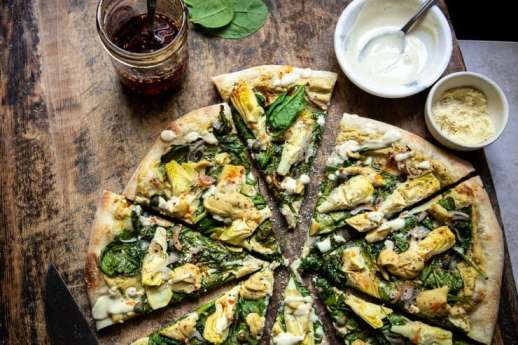Vegan Spinach and Artichoke Pizza