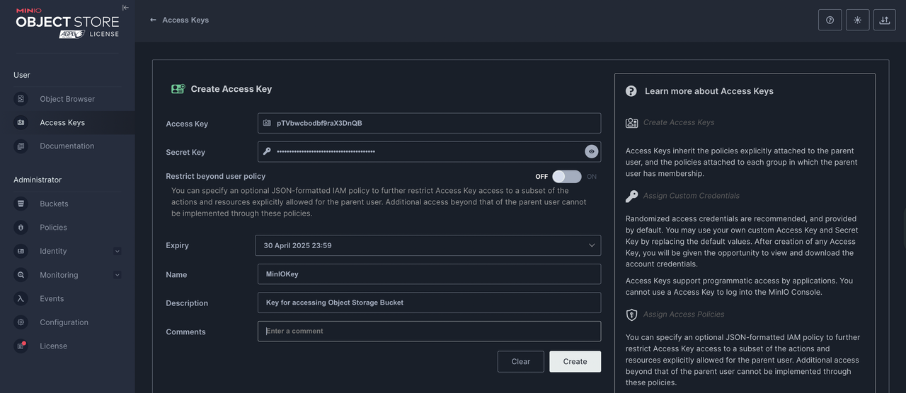 Create Access Keys