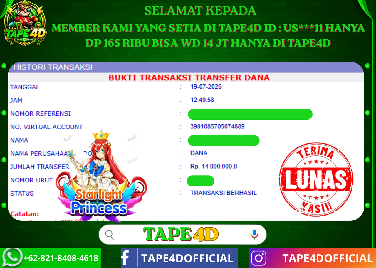 TAPE4D STARTLIGHT PRINCES PRAMATIC 14.000.000-LUNAS