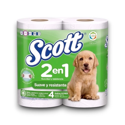 Scott Papel Higienico 2En1 4 Rollos