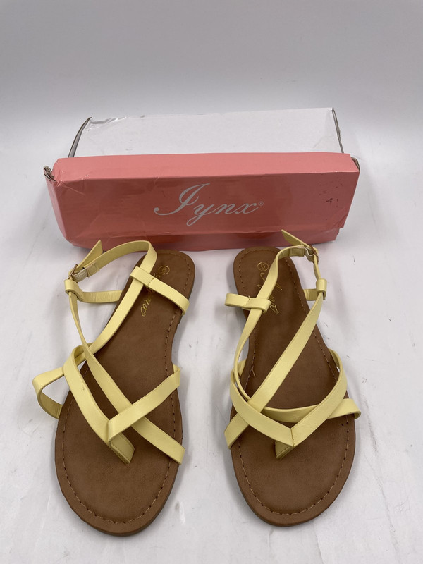 JYNX YELLOW CLOVER CROSS SANDALS WOMENS 6