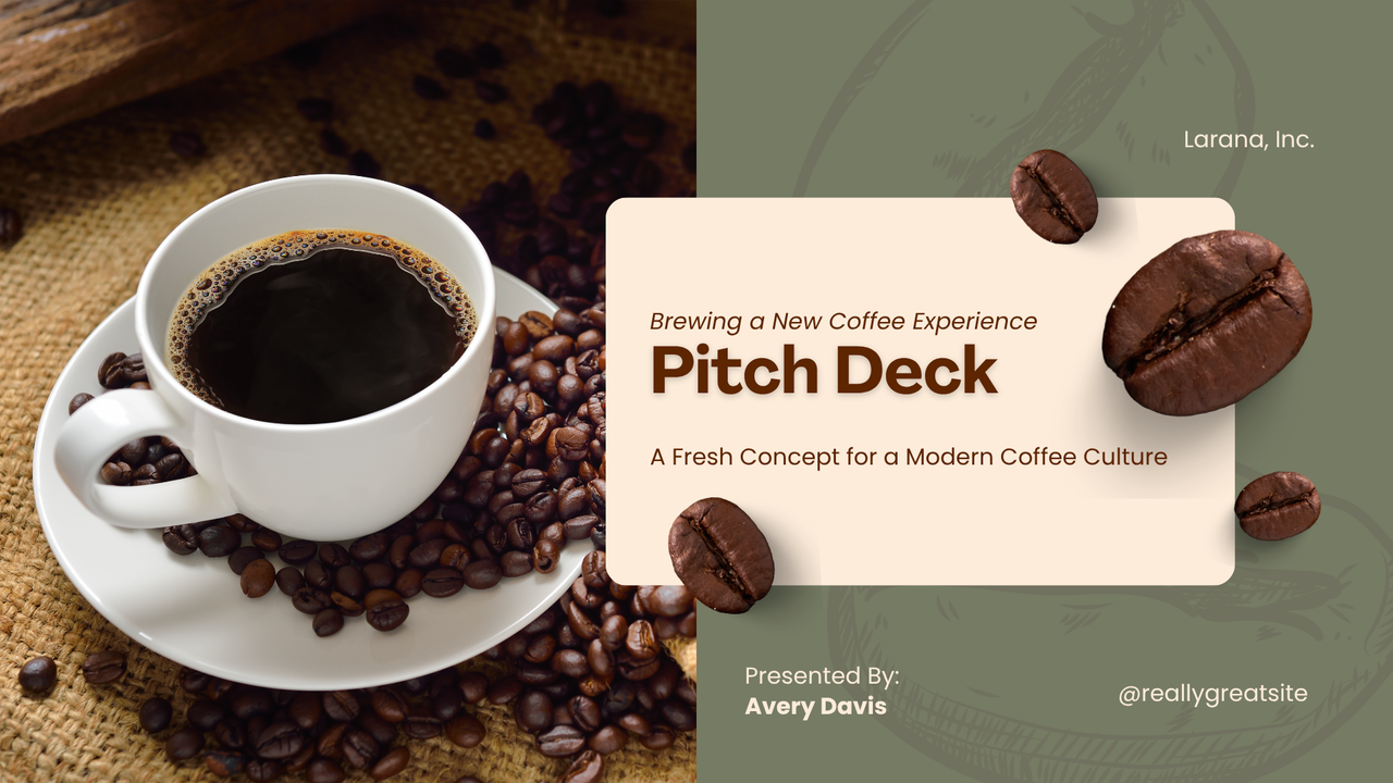 Brown White and Green Modern Coffee Pitch Deck Presentation