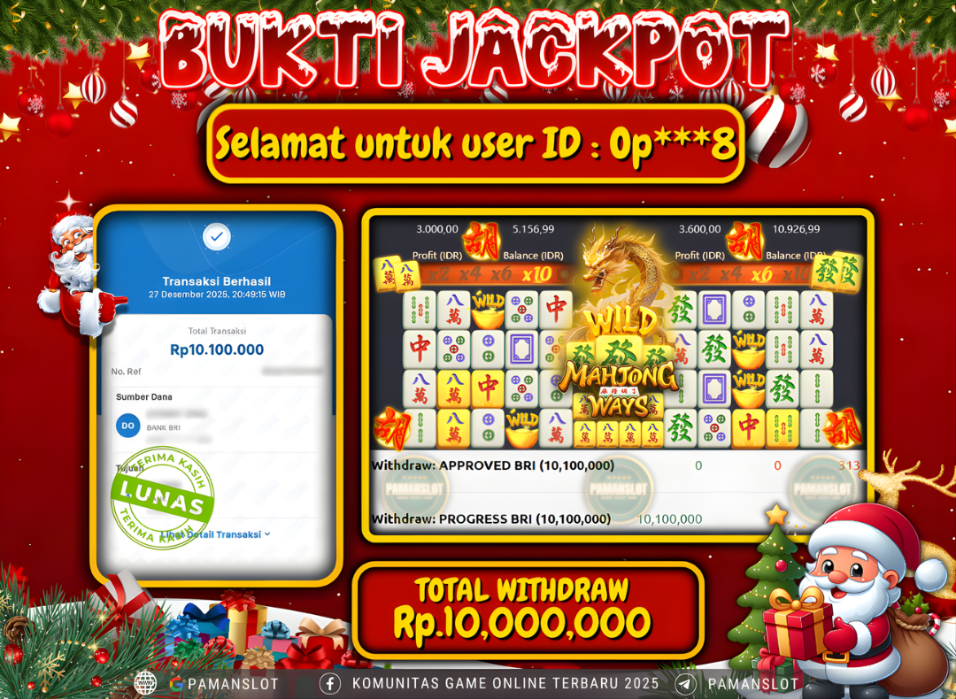 PAMANSLOT JACKPOT Game PG - Mahjong Ways Rp.10,000,000- LUNAS