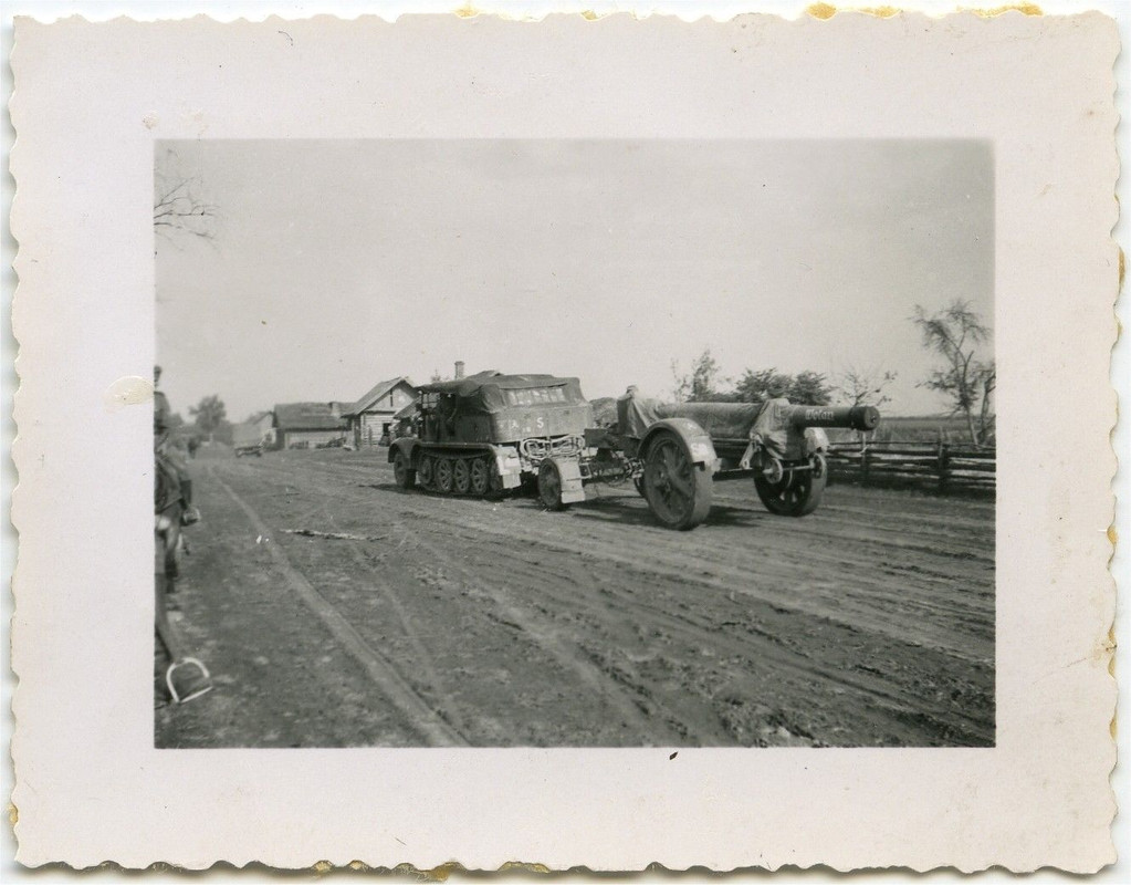 Orig. Foto 21 cm Mörser 18 Kanone SdKfz Weissrussland Russland O