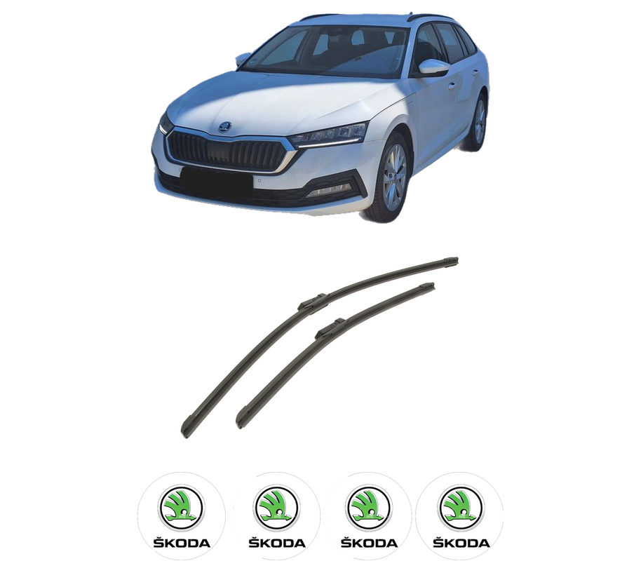 Set stergatoare auto SKODA OCTAVIA IV Combi (NX5, PV5) din 2019-2025, pentru parbriz auto, 2 bucati, Bosch Aerotwin, din cauciuc siliconat rezistent, 4 Stickere Auto SKODA