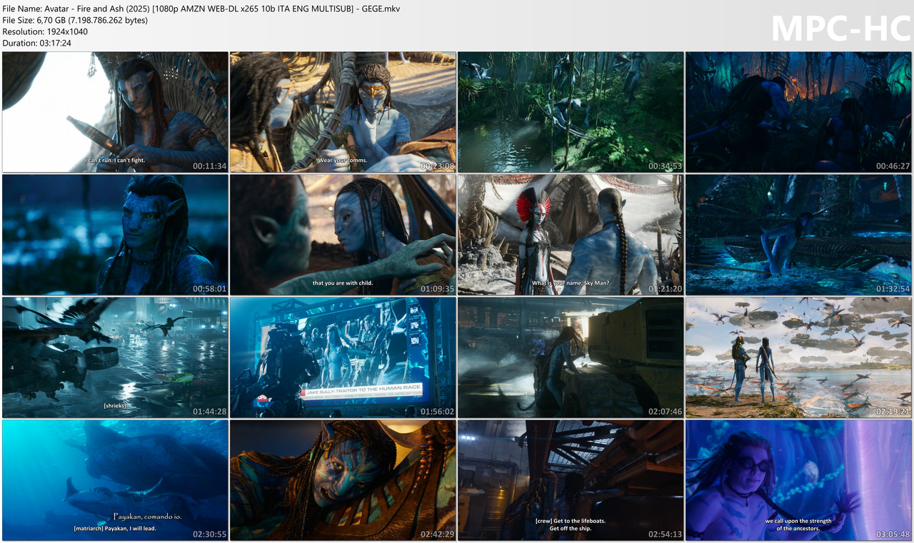Avatar Fire and Ash (2025) 1080p AMZN WEB DL x265 10b ITA ENG MULTISUB GEGE mkv thumbs