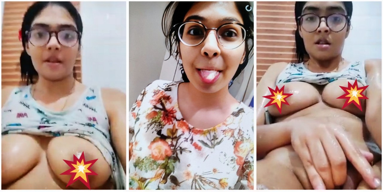 Beautifull girl fingering in her pssy and showing her boob closeup bathroom video