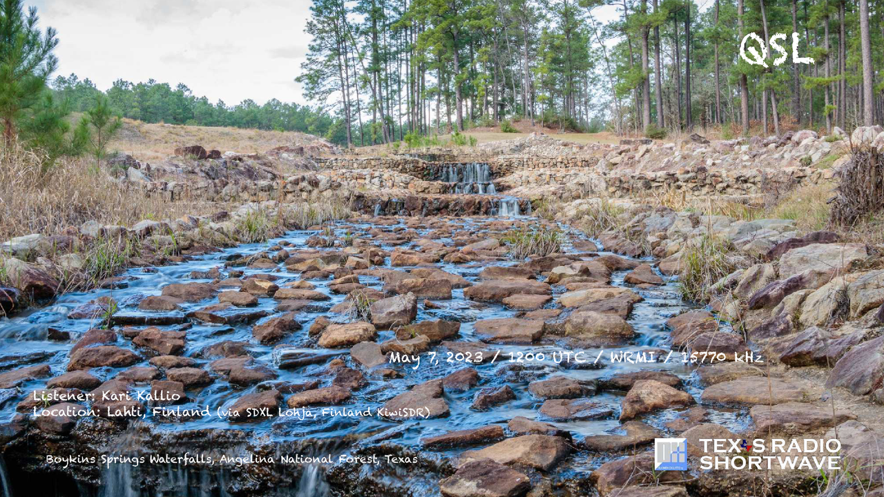 TRSW - Boykins Springs Waterfalls (15770 kHz) QSL_WRMI - Kallio
