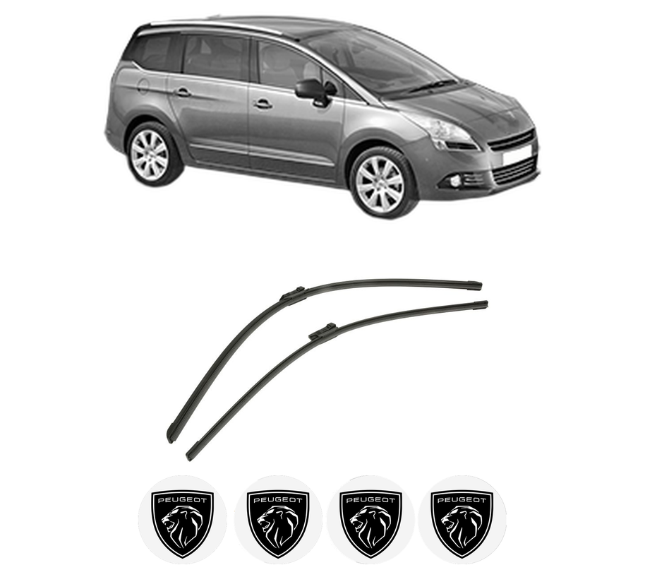 Set stergatoare auto PEUGEOT 5008 (0U_, 0E_) din 2009-2017, pentru parbriz auto, 2 bucati, Bosch Aerotwin, din cauciuc siliconat rezistent, 4 Stickere Auto PEUGEOT