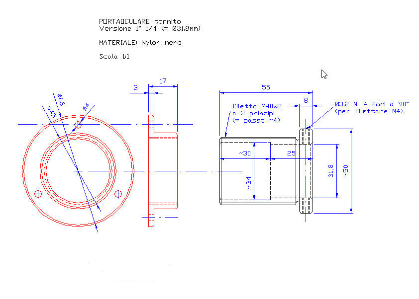 Portaoculare 31,7 nylon