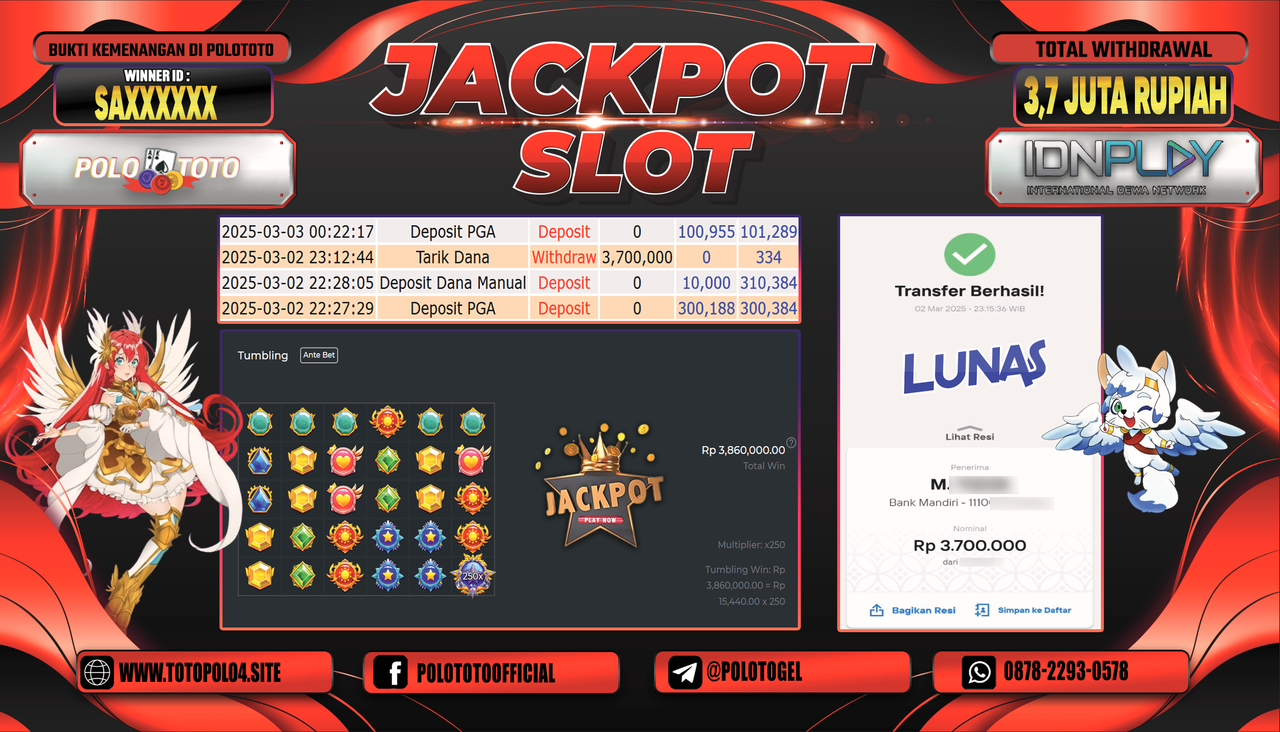 POLOTOTO JACKPOT SLOT STARLIGHT PRINCESS 1000 Rp.3.700.000,-