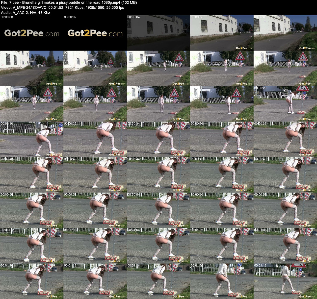 7 pee Brunette girl makes a pissy puddle on the road 1080p