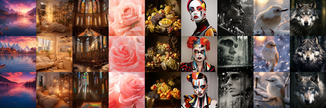 Figure 4: Qualitative samples generated by standard, LANTERN with \delta=0.2, 0.4(from top to bottom