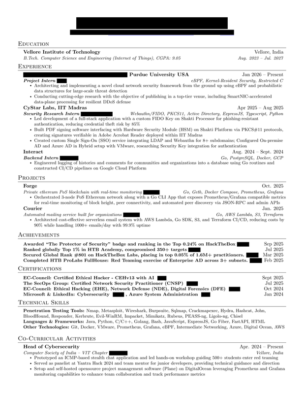 Resume redacted