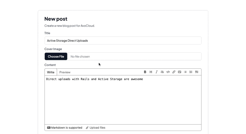 Direct upload flow without progress bar