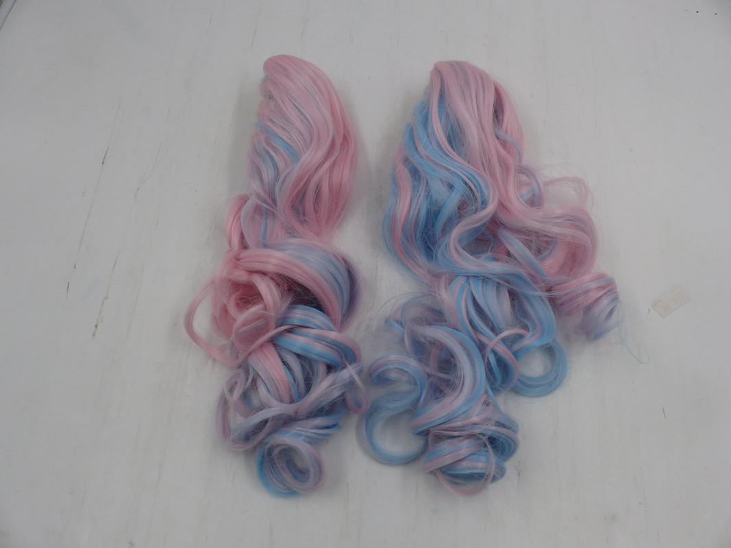 WOMENS COSPLAY LONG BLUE AND PINK WAVY CLIP IN HAIR EXTENSION 18