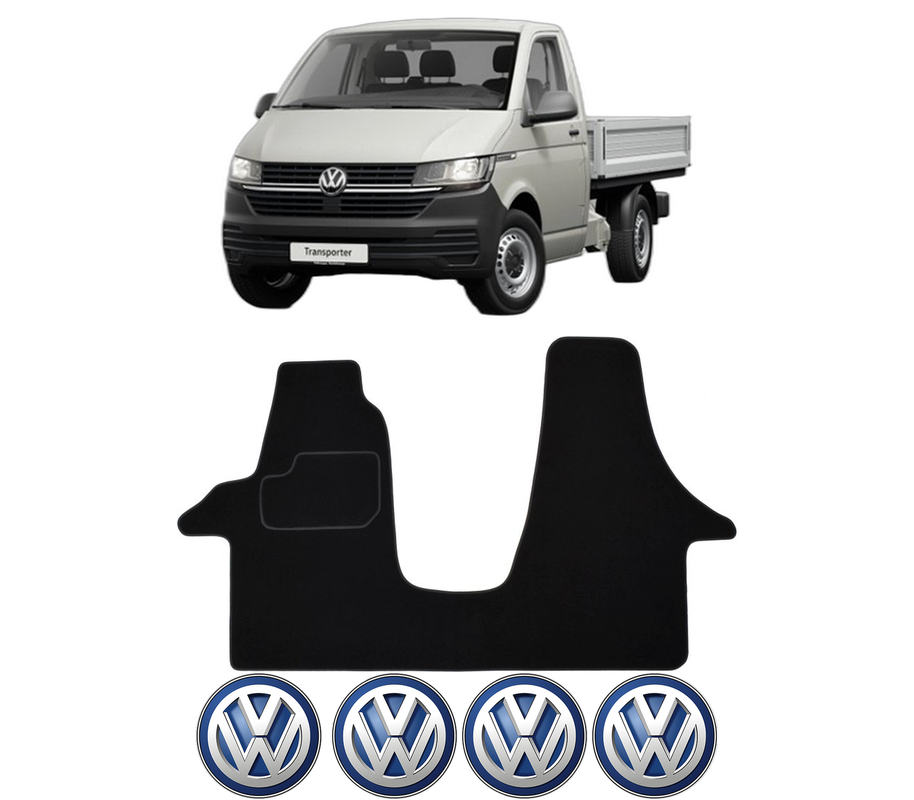 Set Covorase Presuri Volkswagen TRANSPORTER T5 Platform/Chassis (7JD, 7JE, 7JL, 7JY, 7JZ, 7F din 2003-2015, Auto, Material Textil Mocheta, 4 Stickere auto cu Volkswagen