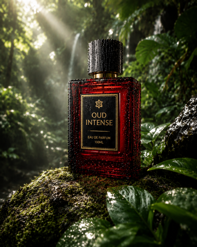 Example result for: Misty Jungle Rock: Tropical Fragrance Photography Prompt