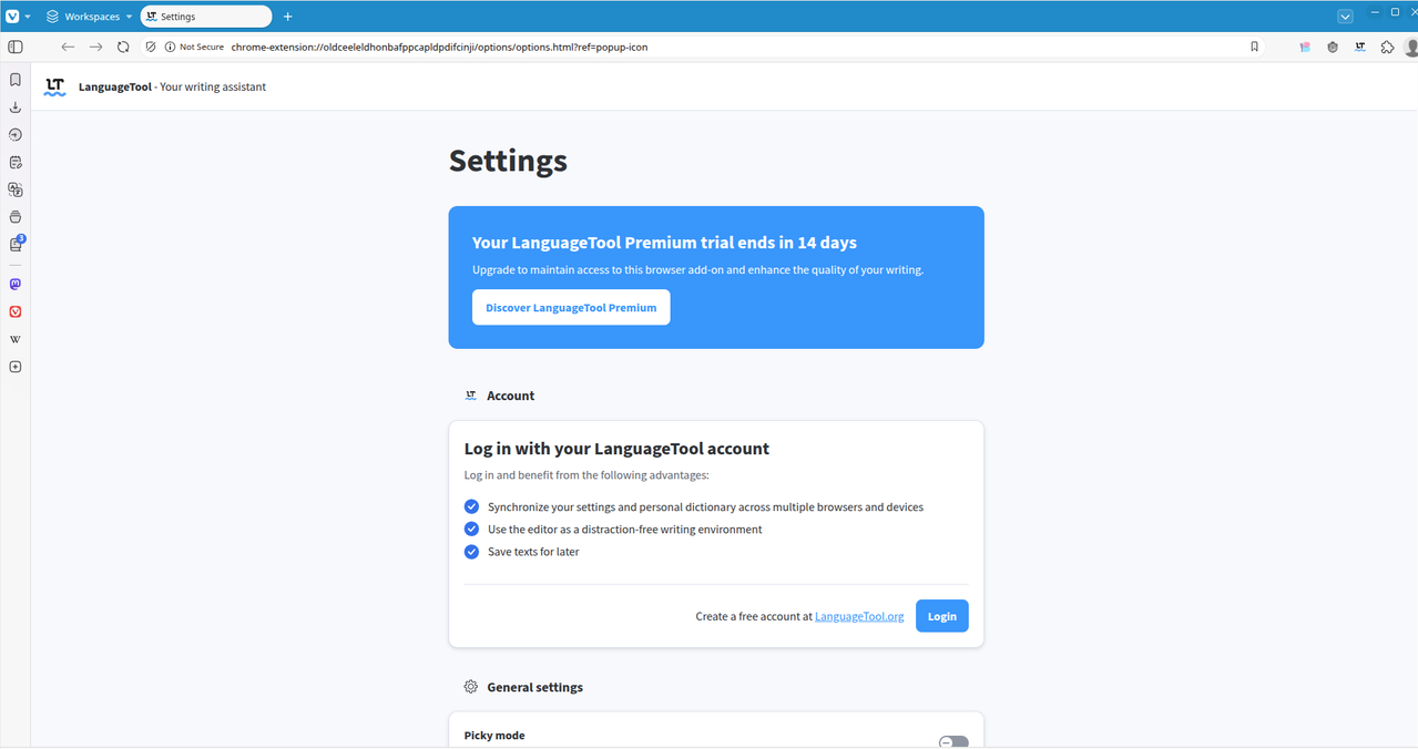 Language tool extension