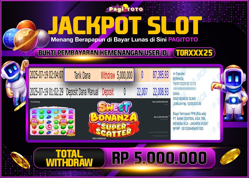 HAPPY JACKPOT MEMBER PAGITOTO SLOT SWEET BONANZA SUPER SCATTER Rp 5.000.000-, - LUNAS