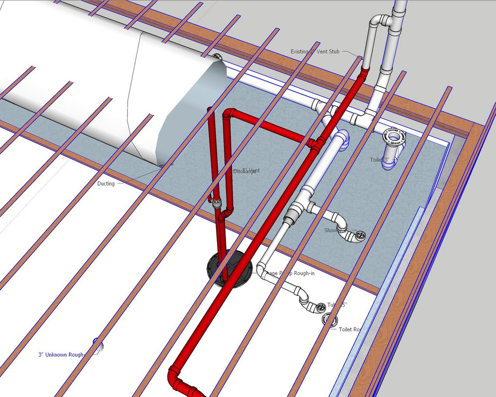 Tying basement sewage pump into main drain