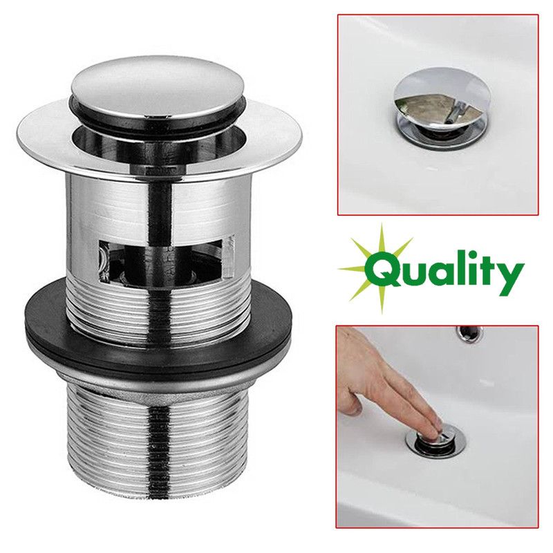Pop Up Basin Waste Slotted Bathroom Chrome Sink Push On Clack Plug Kit - Pop Up Sink Waste Rubber Seal Pop Up Basin Waste Slotted Bathroom Chrome Sink Push On Clack Plug Kit - Pop Up Sink Waste Rubber Seal