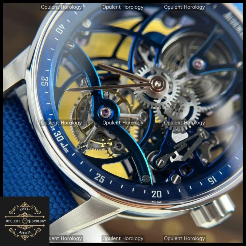 Audemars Piguet Tourbillon Openworked Replica Blue Dial 41mm Stainless Steel Watch