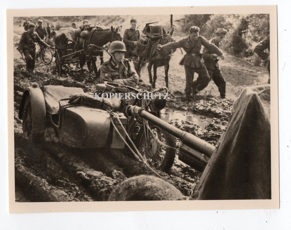 Russland Gebirgsjäger Gewehr Vorm. Pferd Gepäck SDkfz Krad Gespnn Motorrad 1941
