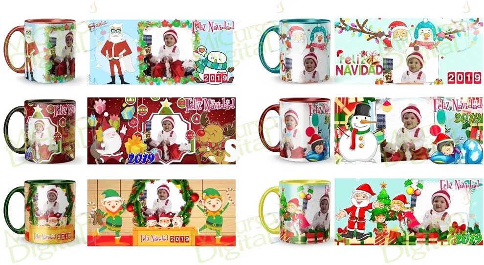 Pack 400 Plantillas Tazas Navidad Sublimación Png Jpg 9x20 Cm