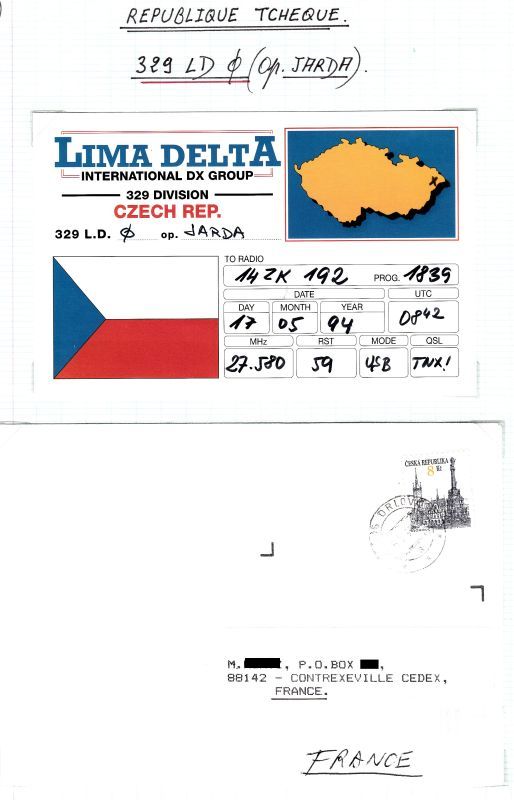 QSLs de quelques pays de l'Est (Russie, Balkan etc).   QSL-R-TCHEQUE-LD0-05-94