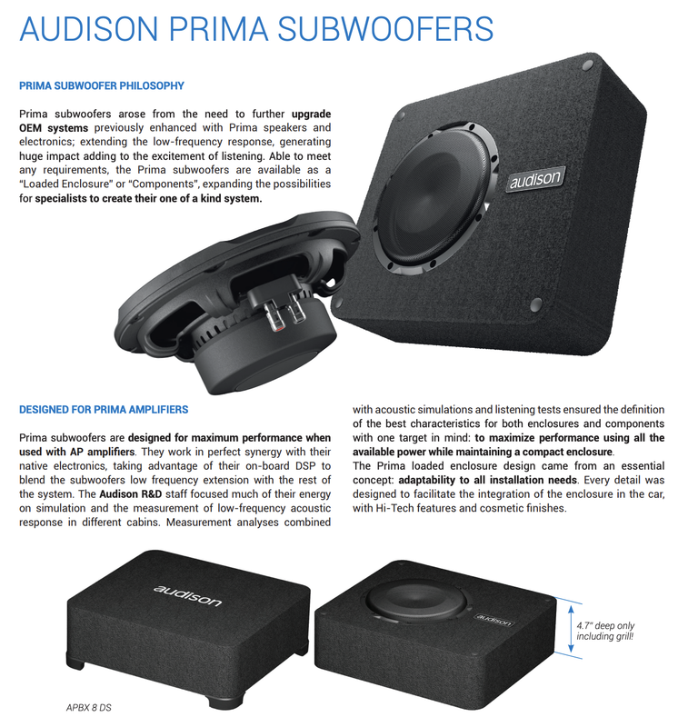 Subwoofer Actif Audison APBX 8 AS2 – Boîtier 20cm – 250W – Bass Renforcé – Neuf Sous Blister