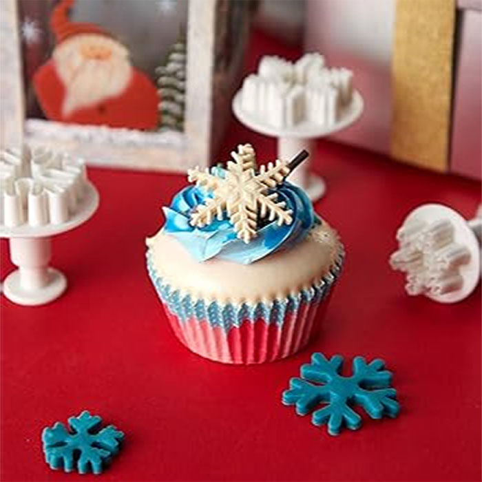 3 Molde Cortadores de estrella copo de nieve para decorar fondant, muffins
