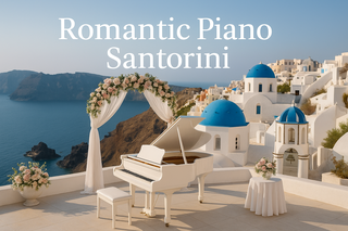 Live music for a wedding ceremony, piano in Santorini